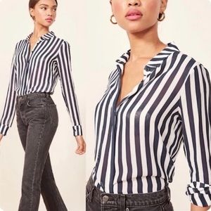 Striped Button-Up Blouse